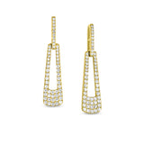 Gold Finish Sterling Silver Micropave Door Knocker Earrings with Simulated Diamonds