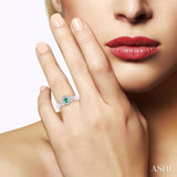 Silver Oval Shape Gemstone & Diamond Ring