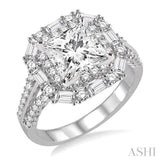 1 1/6 Ctw Diamond Semi-mount Engagement Ring in 14K White Gold
