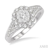 5/8 Ctw Diamond Lovebright Engagement Ring in 14K White Gold