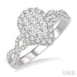 3/4 Ctw Pear Shape Diamond Lovebright Ring in 14K White Gold