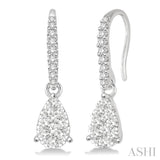 1/2 Ctw Pear Shape Diamond Lovebright Earrings in 14K White Gold