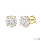 1/3 Ctw Lovebright Round Cut Diamond Stud Earrings in 14K Yellow and white Gold