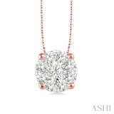 1/2 Ctw Lovebright Round Cut Diamond Pendant in 14K Rose and White Gold with Chain