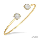 3/4 Ctw Cushion Shape Lovebright Open Cuff Diamond Bangle in 14K Yellow and White Gold