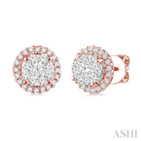 3/4 Ctw Lovebright Round Cut Diamond Earrings in 14K Rose and White Gold