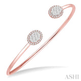 5/8 Ctw Oval Shape Lovebright Open Cuff Diamond Bangle in 14K Rose and White Gold