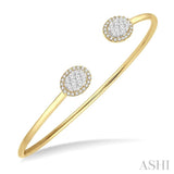 5/8 Ctw Oval Shape Lovebright Open Cuff Diamond Bangle in 14K Yellow and White Gold
