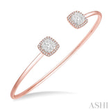 3/4 Ctw Cushion Shape Lovebright Open Cuff Diamond Bangle in 14K Rose and White Gold