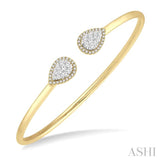 5/8 Ctw Round Cut Lovebright Diamond Pear Shape Open Cuff Bangle in 14K Yellow and White Gold