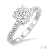 1/2 Ctw Lovebright Diamond Engagement Ring in 14K White Gold