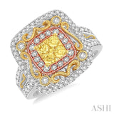 3/4 Ctw Round Cut Diamond Ring in 14K Tri Color Gold