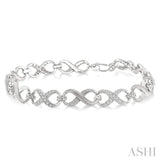 1/10 Ctw Round Cut Diamond Swirl bracelet in Sterling Silver