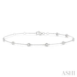 1/2 Ctw Circular Mount Round Cut Diamond Station Bracelet in 14K White Gold
