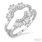 5/8 ctw Arched Baguette and Round Cut Diamond Insert Ring in 14K White Gold