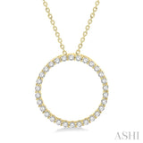 1 Ctw Round Cut Diamond Circle of Love Pendant with Chain in 14K  Yellow Gold