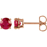 14K Rose Gold 5 mm Lab-Grown Ruby Earrings
