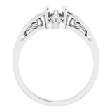 10K White 7x5 mm Oval Scroll Setting® Solitaire Ring Mounting