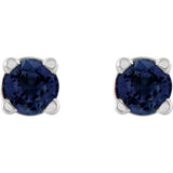 14K White Gold 2.5 mm Lab-Grown Blue Sapphire Earrings