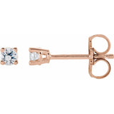 14K Rose Gold 2.5 mm Natural White Sapphire Earrings