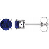 14K White Gold 5 mm Natural Blue Sapphire Earrings
