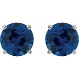 14K White Gold 5 mm Natural Blue Sapphire Earrings