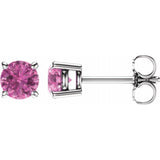 14K White Gold 5 mm Natural Pink Sapphire Earrings