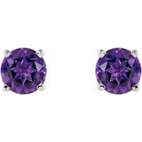 14K White Gold 5 mm Natural Amethyst Earrings