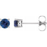 14K White Gold 4 mm Natural Blue Sapphire Earrings