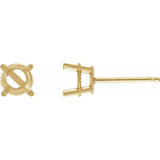 14K Yellow Gold 5 mm Natural Emerald Earrings