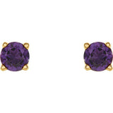 14K Yellow Gold 4 mm Natural Amethyst Earrings