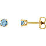 14K Yellow Gold 4 mm Natural Aquamarine Earrings