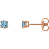 14K Rose Gold 4 mm Natural Aquamarine Earrings