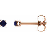 14K Rose Gold 2.5 mm Natural Blue Sapphire Earrings