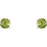 14K Yellow Gold 4 mm Natural Peridot Earrings