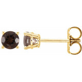 14K Yellow Gold 4 mm Natural Smoky Quartz Earrings