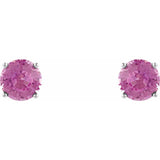 14K White Gold 5 mm Natural Pink Tourmaline Earrings
