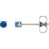 14K White Gold 2.5 mm Natural Swiss Blue Topaz Earrings