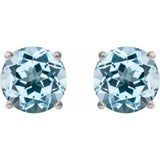 14K White Gold 5 mm Natural Sky Blue Topaz Earrings