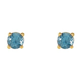 14K Yellow Gold 4 mm Natural Swiss Blue Topaz Earrings
