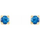 14K Yellow Gold 2.5 mm Natural Swiss Blue Topaz Earrings