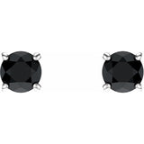 14K White Gold 5 mm Natural Black Onyx Earrings
