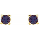 14K Yellow Gold 2.5 mm Lab-Grown Alexandrite Earrings