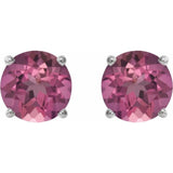 14K White Gold 2.5 mm Natural Pink Tourmaline Earrings