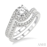 1 Ctw Diamond Wedding Set with 3/4 Ctw Round Cut Engagement Ring and 1/5 Ctw Wedding Band in 14K White Gold