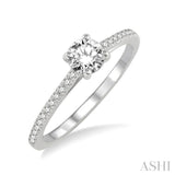 1/3 Ctw Diamond Engagement Ring with 1/5 Ct Round Cut Center Stone in 14K White Gold