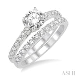 1 1/10 Ctw Diamond Wedding Set with 3/4 Ctw Round Cut Engagement Ring and 1/3 Ctw Wedding Band in 14K White Gold