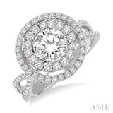 1 1/2 Ctw Diamond Engagement Ring with 3/4 Ct Round Cut Center Stone in 14K White Gold