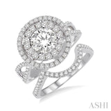 1 3/4 Ctw Diamond Wedding Set with 1 1/2 Ctw Round Cut Engagement Ring and 1/5 Ctw Wedding Band in 14K White Gold