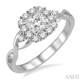 5/8 Ctw Diamond Engagement Ring with 1/4 Ct Princess Cut Center Stone in 14K White Gold